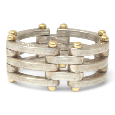 Vintage Tiffany Silver & 18k Gold Gate Link Ring