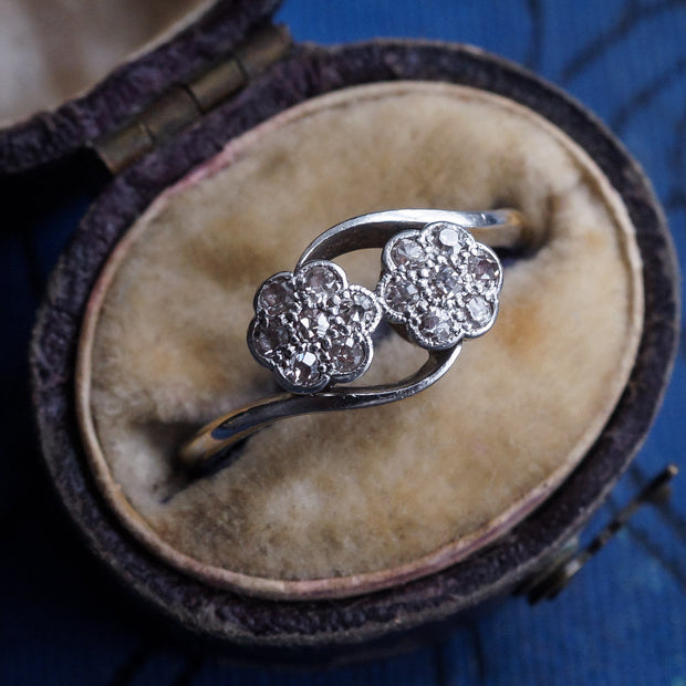 Diamond Daisy Crossover Ring