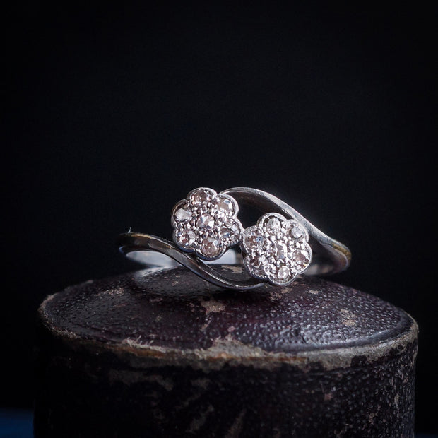 Diamond Daisy Crossover Ring