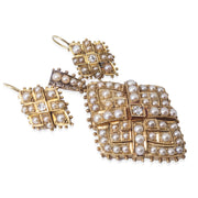 Victorian Diamond and Pearl Pendant & Earrings Set