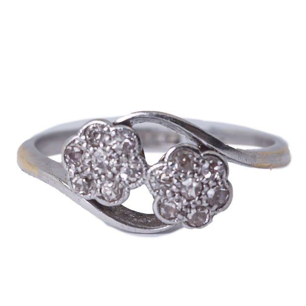 Diamond Daisy Crossover Ring