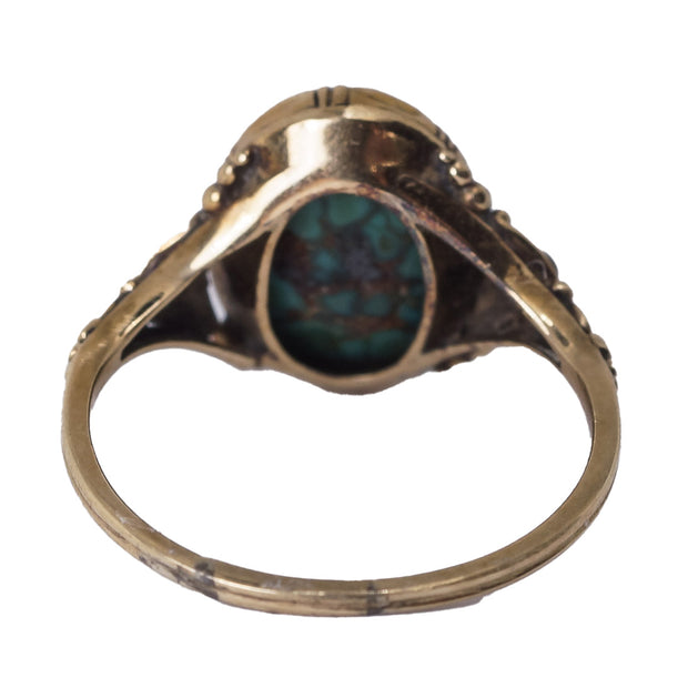 Turquoise Matrix and Diamond Ring