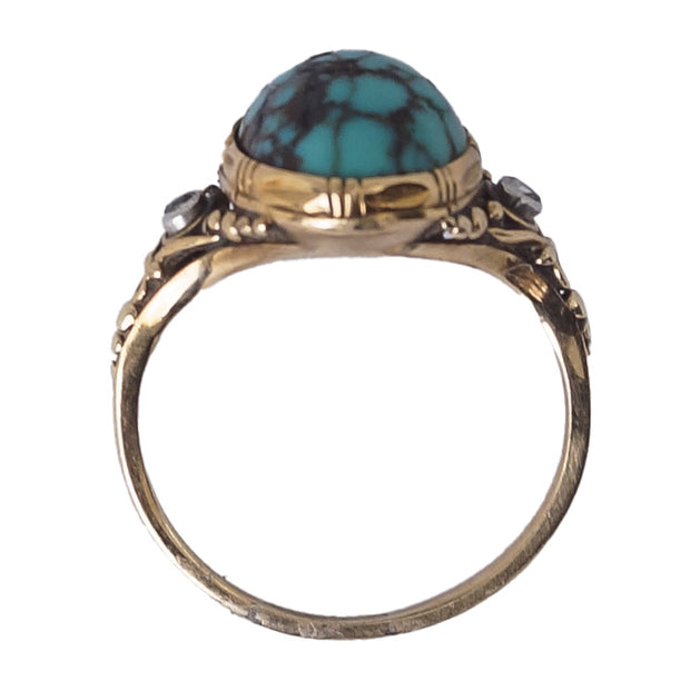 Turquoise Matrix and Diamond Ring