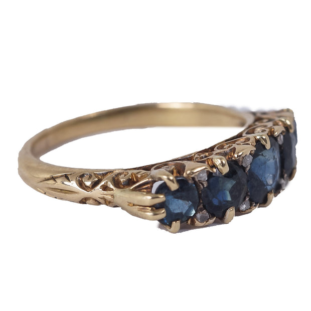 Sapphire Diamond 5 Stone Ring