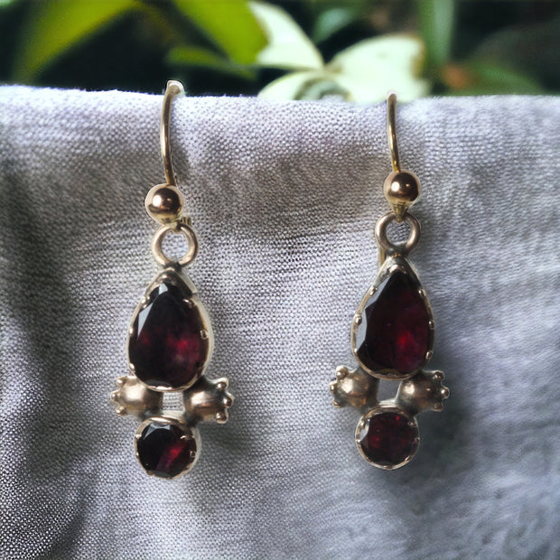 Georgian Flat Cut Garnet Earrings