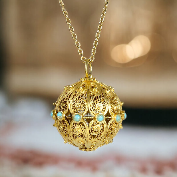 Victorian Filigree Turquoise Orb
