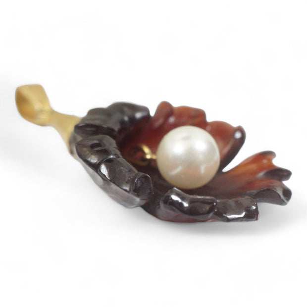 Art Deco Hand Carved Orchid Pendant