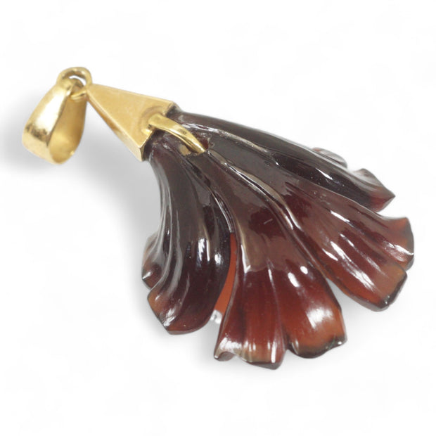 Art Deco Hand Carved Orchid Pendant