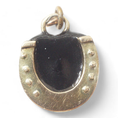Victorian Black Enamel Horse Shoe Vinaigrette