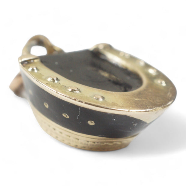 Victorian Black Enamel Horse Shoe Vinaigrette