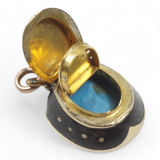 Victorian Black Enamel Horse Shoe Vinaigrette