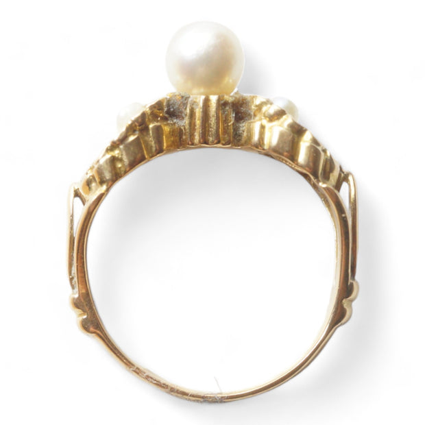 Art Nouveau Clam Shell Pearl Ring