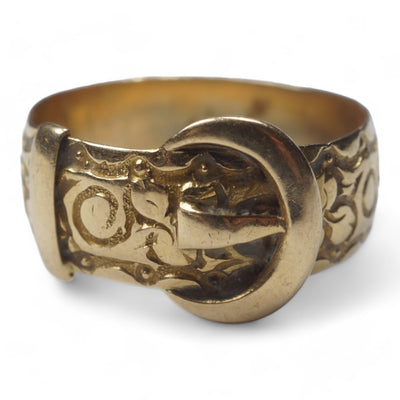 1912 18k Gold Wedding Buckle Ring
