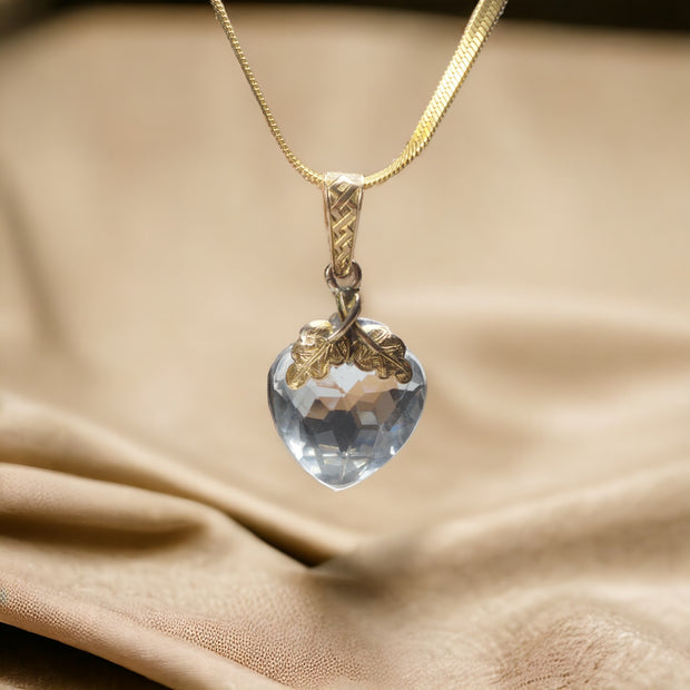 Victorian Faceted Rock Crystal Heart Pendant