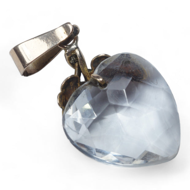 Victorian Faceted Rock Crystal Heart Pendant