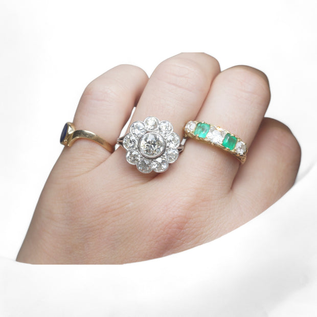 Edwardian 4ct Diamond Engagement Cluster Ring