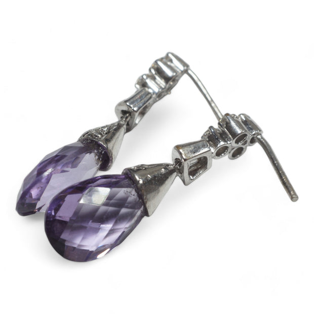 Vintage Faceted Amethyst and Diamond Earrings