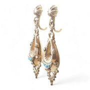 Victorian Gold Turquoise Drop Earrings