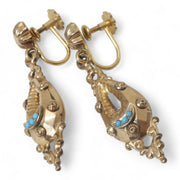 Victorian Gold Turquoise Drop Earrings