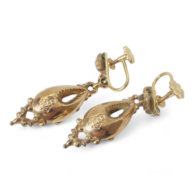 Victorian Gold Turquoise Drop Earrings