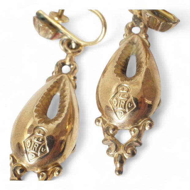 Victorian Gold Turquoise Drop Earrings