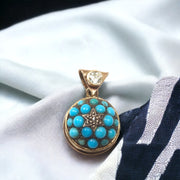 Tiny Victorian Turquoise and Diamond Star Pendant