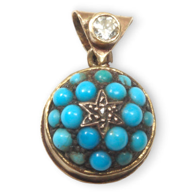 Tiny Victorian Turquoise and Diamond Star Pendant