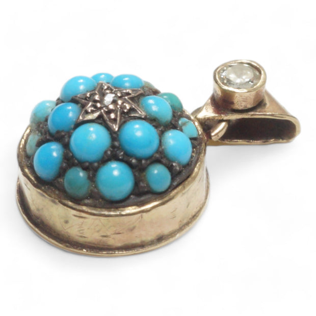 Tiny Victorian Turquoise and Diamond Star Pendant