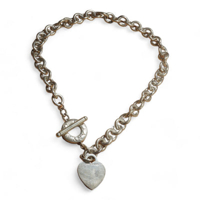 Vintage Tiffany Silver Heart Tag Toggle Necklace