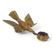 Georgian 15k Gold Amethyst Swallow Brooch