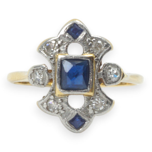 Edwardian Sapphire and Diamond Ring