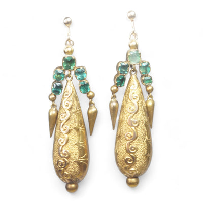 Victorian Emerald Articulated Drop Earrings