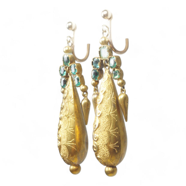 Victorian Emerald Articulated Drop Earrings