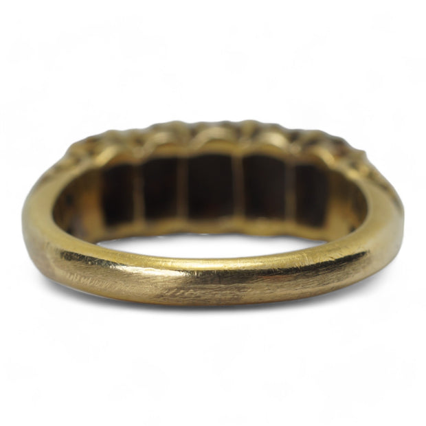 Victorian Coral Diamond 5 Stone Ring