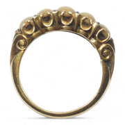 Victorian Coral Diamond 5 Stone Ring