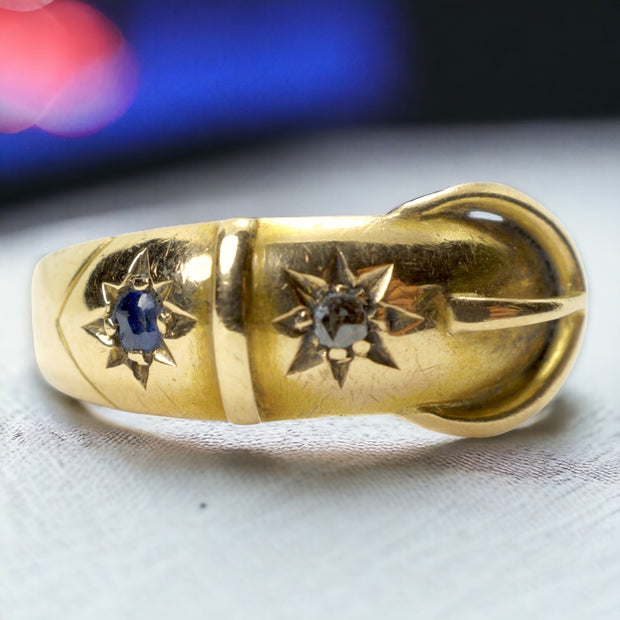 Edwardian Sapphire & Diamond Buckle Ring