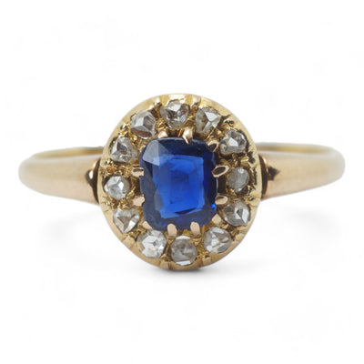 Victorian Sapphire and Diamond Cluster Ring