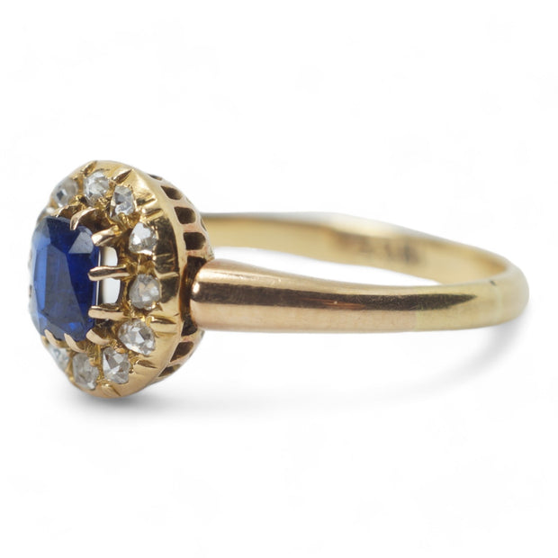 Victorian Sapphire and Diamond Cluster Ring
