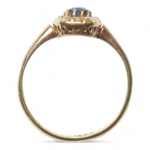 Victorian Sapphire and Diamond Cluster Ring