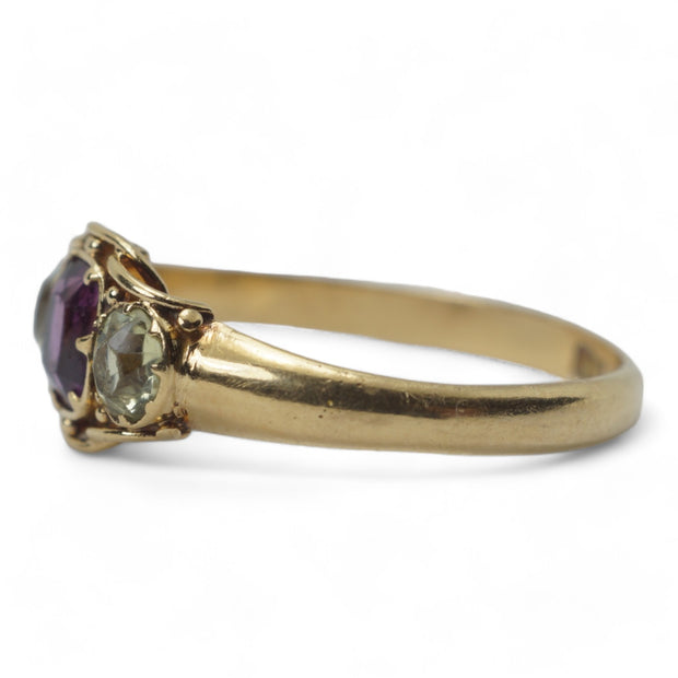 Victorian 18k Garnet & Chrysolite Ring