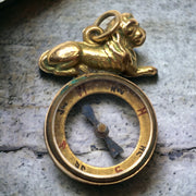 Antique 9k Gold Lion Compass Pendant