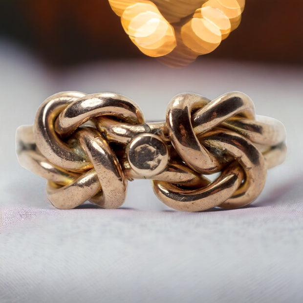 Victorian Rose Gold Braided Lovers Knot Ring