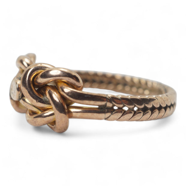 Victorian Rose Gold Braided Lovers Knot Ring