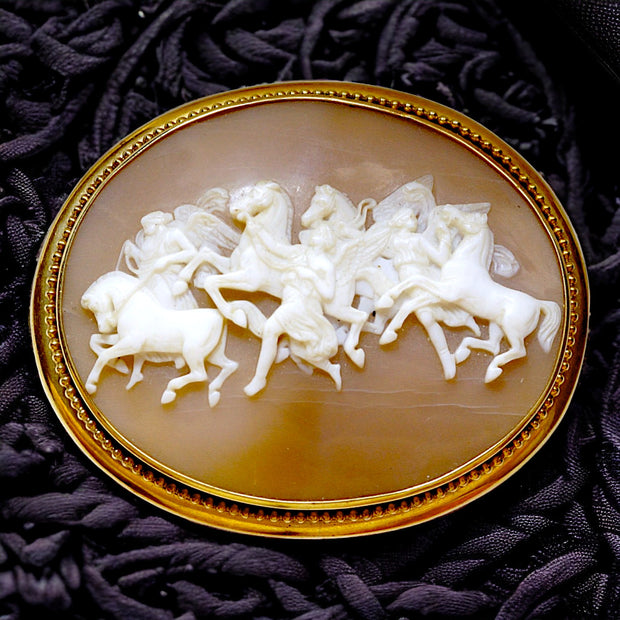 15k Gold Victorian 'Horses of the Sun' Cameo