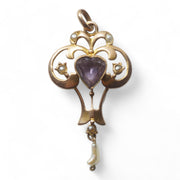 Art Nouveau Amethyst Heart Pendant