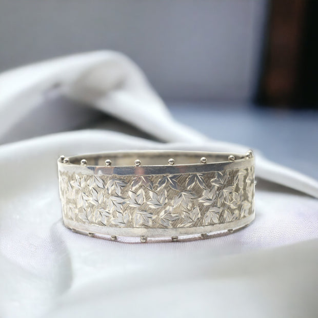 Victorian Silver Ivy Leaf Bangle