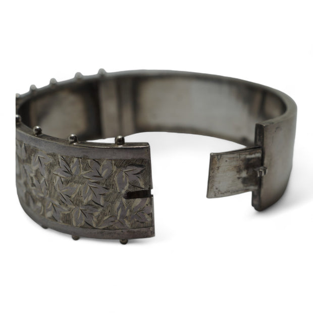Victorian Silver Ivy Leaf Bangle