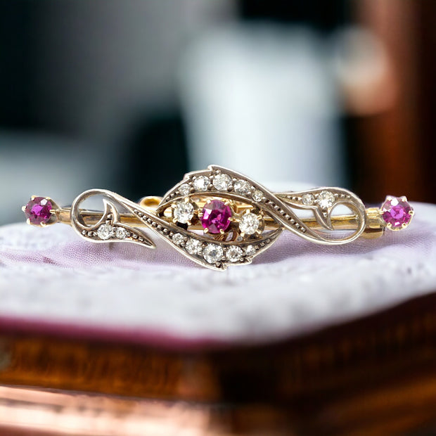 Ruby and Diamond Infinity Brooch c1870