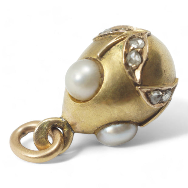 Victorian Diamond and Pearl Easter Egg Charm