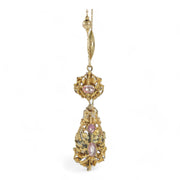 Georgian Pink Crystal Day & Night Drop Pendant